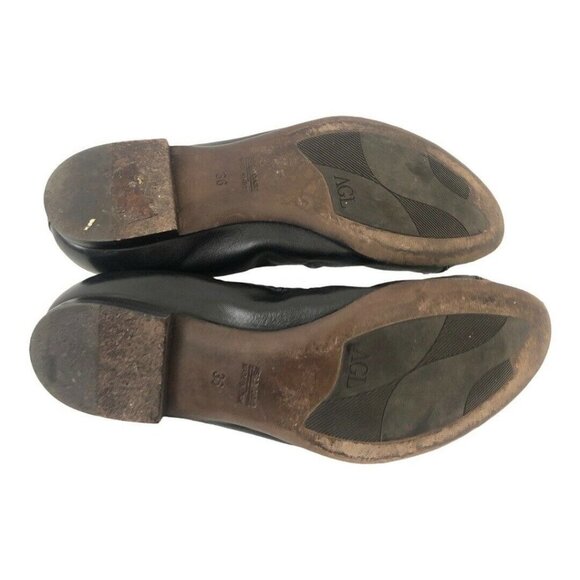 Attilio Giusti Leombruni AGL Sz 36 US 6 Black Patent Leather Chain Cap Toe Flats - Picture 7 of 8